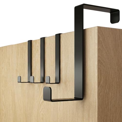 4smile Perchero puerta - juego de 10, negro - percheros puerta universales 3,6 cm y 4,1 cm – colgador entrada macizo, percha entrada