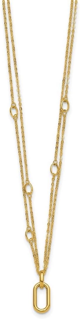 JewelryWeb 14k Solid Yellow Gold Polished Fancy Two-strand Link Necklace 17.75 Inch Strand Necklace for Women