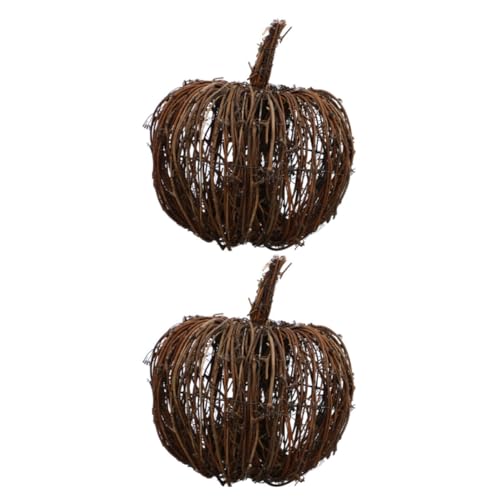 2pcs Rattan Woven Pumpkin Decor Halloween Season for Thanksgiving