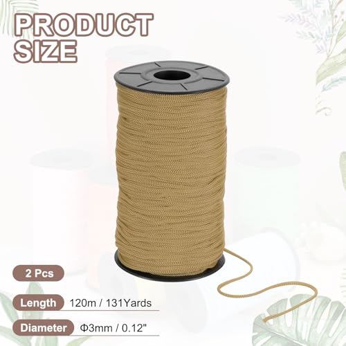 Cordon macramé 3mm fil tressé polyester marron pour tricot et loisirs