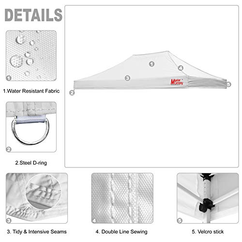 Image of MASTERCANOPY 10x15 Replacement Pop Up Canopy Top for Kingkong Frame White
