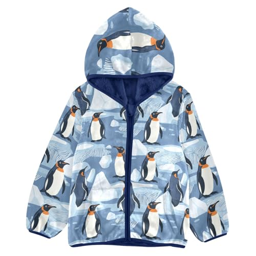Penguins on The Ice Girls Fleece Jacket Girls Fall Jacket Boys Coats Zip Up Hoodie Children Sherpa Warm Outerwear 2-10T