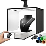 RALENO 40x30x30cm Lichtbox, tragbarer Fotografie-Leuchtkasten, Aufnahmezelt-Set (CRI > 95 | 112 LEDs | 24W einstellbare Helligkeit | 6 Hintergründe) für Produkte, Schmuck, Uhren, Kosmetik