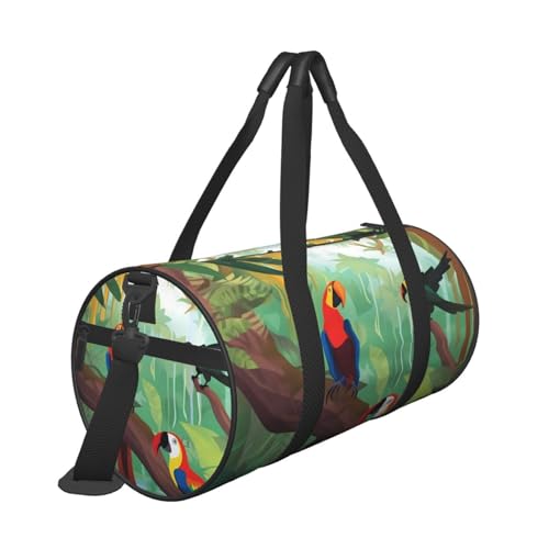 Macaw and Toucan of Rainforests Duffle Bag for Men Women - Carry on Overnight Bag Travel Duffel Tote Bags Yoga Gym Bags Waterproof Weekender Bag Large Luggage Bag with Adjustable Strap2