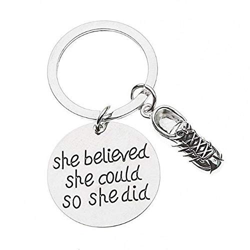 Runner Keychain, Runner She Believed She Could So She Did Keychain, Runner Gift for Women, Teens and Girls