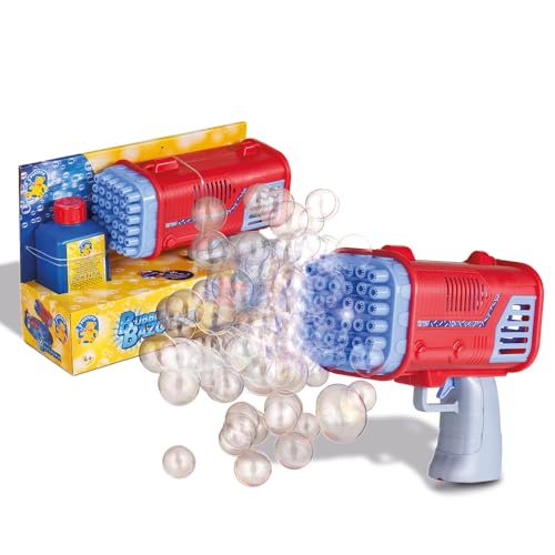 PUSTEFIX Bubble Bazooka – 36 Düsen für riesige Seifenblasenwellen, LED-Licht für eine beeindruckende Seifenblasenshow – Inklusive 250 ml PUSTEFIX Flüssigkeit für Seifenblasenspaß draußen und drinnen