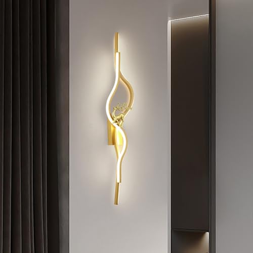 Lámpara de pared LED interior de 60cm con luz blanca y elegante acabado en oro