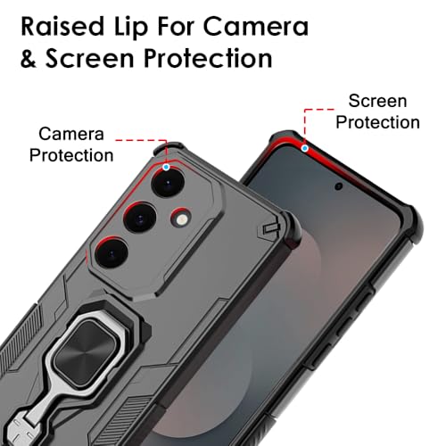 Image of TheGiftKart Tough Armor Bumper Back Case Cover for Samsung Galaxy S25 FE 5G | Ring Holder & Kickstand in-Built | 360 Degree Protection Back Case Cover for Samsung S25 FE 5G (PC & TPU, Black)