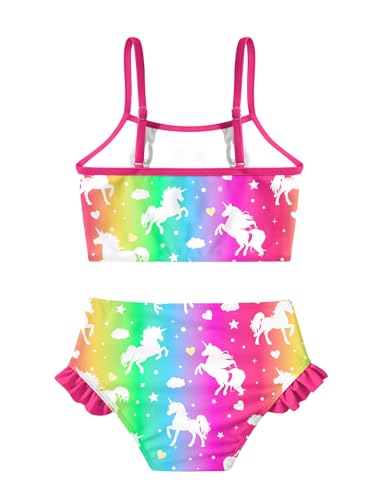 Image of Little Girls Two Piece Mermaid Bikini Set Ruffle Adjustable Summer Beach Bathing Swimsuit 3-7 Years for Kids