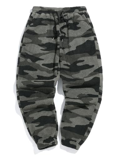 ZAFUL Mens Plush Fleece Pajama Pants Winter Cozy Flannel Feet Trouser with Pockets Microfleece Soft Sleep Lounge Bottoms