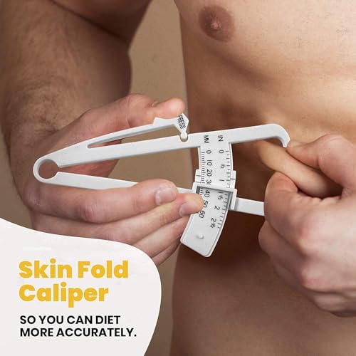 Skinfold Body Fat Caliper - Skin Fold Body Fat Analyzer and Handheld BMI Measurement Tool Skinfold Caliper Device Measures Body Fat for Men and Women by MEDca - (Pack of 2, White) - Thumbnail 3