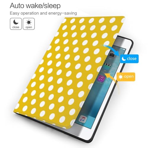 Accessoire iPad 10.2 housse tablette 9e génération et étui folio jaune à pois chic