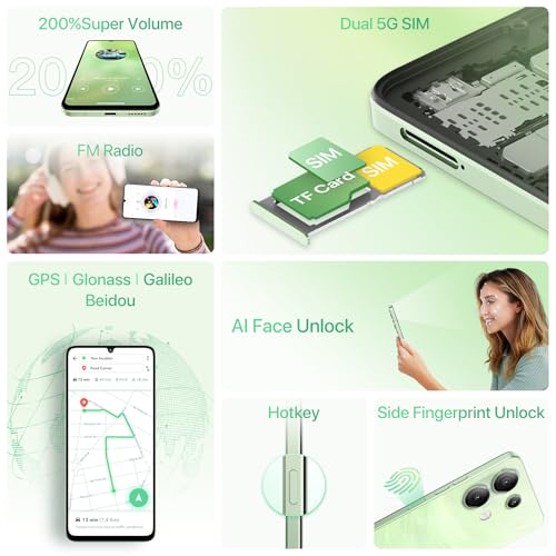 Image of UMIDIGI G9 5G Unlocked Phone, Android 14 Cell Phone, 5G Dual SIM, 12(6+6) GB +128GB /1TB TF Expand, 6.75 inch HD+ 90Hz Display, 50MP Camera, AI Face & Fingerprint Unlock, 5000mAh Android Phone Green