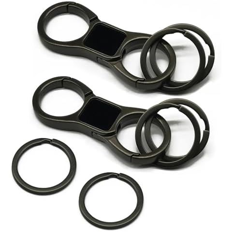 Lancher 2-Pack Key Chain Easy to Remove Keys Quick Release (2 Extra Key Rings and Gift Box) Double Key Clip Car Keychain for Man and Women-Black Cover