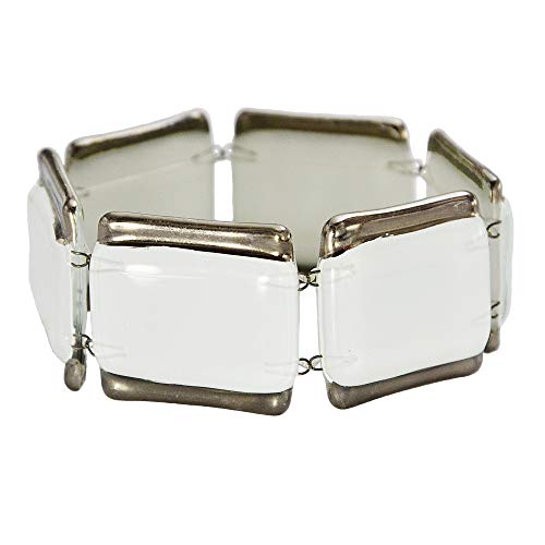 Bracelet blanc verre de Bohème platine anti-ternissement