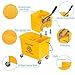 Commercial Mop Buckets 5 Gallons Household Mop Buckets with Side Press Wringer Smooth Wheels and Mop-Handle Holder for Professional Industrial Business