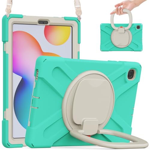 Coque Samsung Galaxy Tab S6 Lite pour enfants et professionnels étui vert menthe robuste