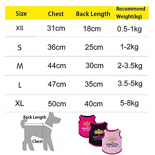 3 Pack Dog Clothes, Printed Princess Prince Pet Vest T-Shirt Dog Clothing Costume for Cats Puppy Small Dogs Medium Dogs (Prince, Small) - Image 3