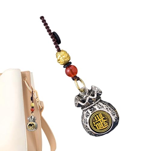 laxreheye Ciondolo per borsa dei soldi, ciondolo per borsa della ricchezza | Portachiavi girevole 3D per borsa dei soldi - Portachiavi del personaggio cinese, ciondolo per auto, ciondolo per borsa di