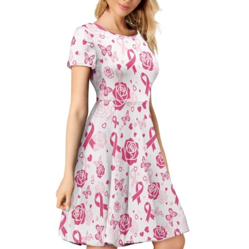 Image of AFPANQZ Womens Casual Summer Lightweight Vintage Dress Short Sleeve Midi Dress Knee-Long Luxury Formal Dress