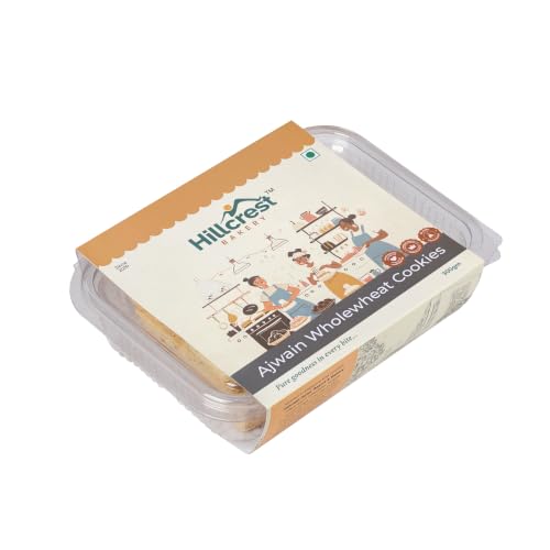 Image of Hillcrest Bakery Ajwain Wholewheat Cookies, 300 Grams | Premium Baked Snack | Crispy & Delicious | Tea Time Treat | Suitable for Everyday Snacking | Hygienically Packed