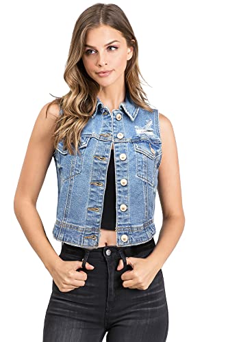 Wax Jeans Women's Classic Cropped Denim Vest