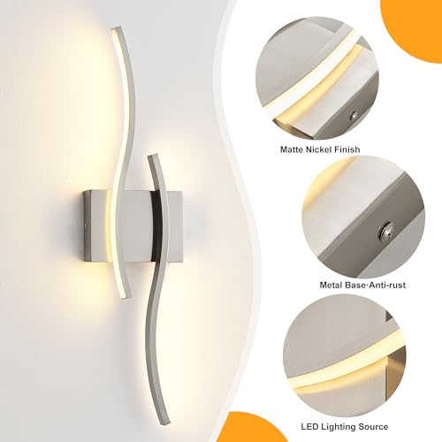 Image of KARTOOSH Hardwired Brushed Nickel Vanity Lights for Bathroom | 1 Pack 23.6 in LED Vanity Light, 3CCT Dimmable, Waterproof Rustproof, Hardwired Wall Mount for Bathroom Mirror Sides