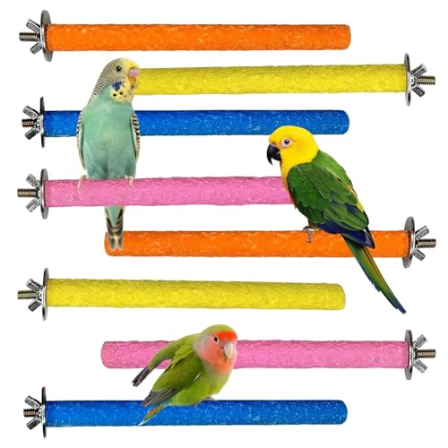 Image of Hamiledy Bird Grinding Perch for Parrots Sand Bird Perches Claw Trim Cage Perches for Parakeets Cockatiels Lovebirds Canaries Green Cheeked Conures and Similarly Sized Birds(8 Pcs 0.78 in Diameter)