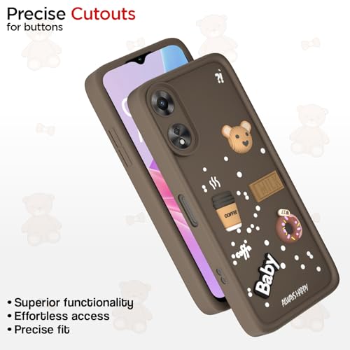 Image of Pikkme Back Cover for Oppo A78 5G | Cute Fun Cartoon 3D Bear Silicone Full Body Protection Bumper Cover (Brown) | Cute