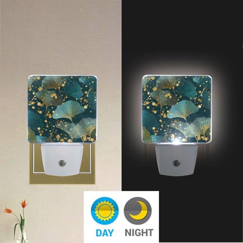 Luz Nocturna Sensor Ginkgo Hojas y Puntos Dorados miniatura 4