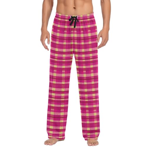 GuoChe Mens Cotton Pajama Bottoms Lightweight Men Pj Pants with pockets for Winter Comfy Small