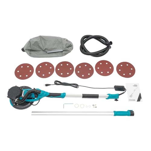 Drywall Sander 1250W Electric Ceiling Wall Sander with Vacuum Dust Collection Electric Dustless Drywall Sander 6 Variable Speed 800-1800RPM, LED Loop, Blue