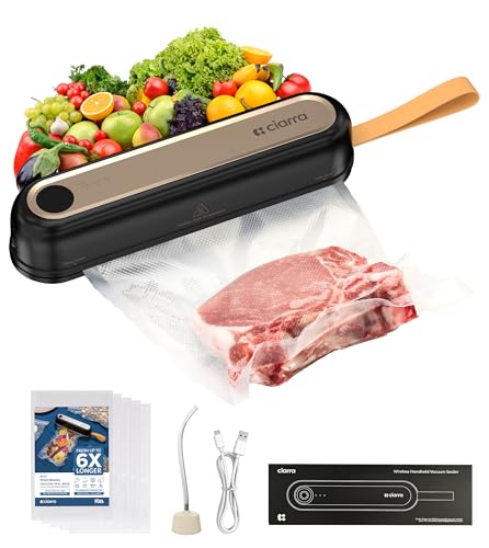 Image of CIARRA Handheld Vacuum Sealer - Portable Food Preservation Machine with 3 Modes, Compact Automatic Sealing System for Dry & Wet Foods (Vacuum Sealer + 5 Pcs Vacuum Seal Bags)