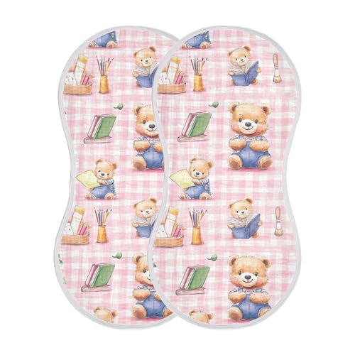 xigua Cute Bear Baby Burp Cloths for Newborn Boys and Girls 2 Pack, Soft & Absorbent Cotton Baby Burp Cloth, Baby Washcloths, Newborn Towel, Burp Rags2
