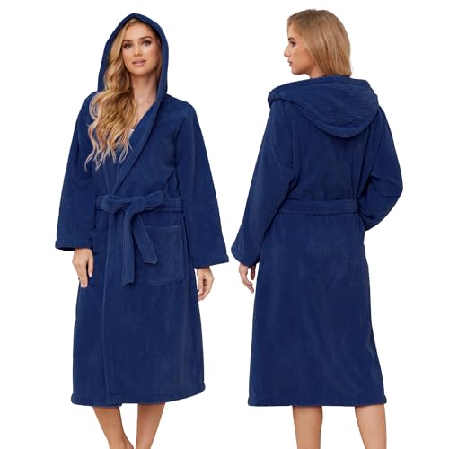 Image of PJGGZ Hooded Bathrobes for Women, Soft Long Towel Robes for Women - Quick Dry yet Warm