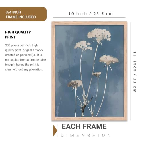 Image of kotart Floral Art Home Decoration For Wall Decor | Aesthetic Paintings With Frame For Living Room Bed Room Hotel Wall Decor Digital Reprint Set of 3 (10X13 inch)