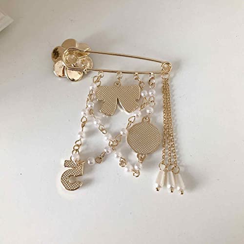 Image of Vintage Imitating Pearl Brooch Number 5 Brooches Pins for Women Fashion Banquet Jewelry