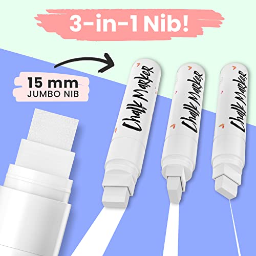 Jumbo White Chalk Pens - 15mm Window Markers, Jumbo 15mm - 4 Pens - Image 2