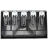 Tofficu Kassenschublade mit 5 Geldscheinfächern und 4 Münzabteilungen Kunststoff und Eisen Schwarz...