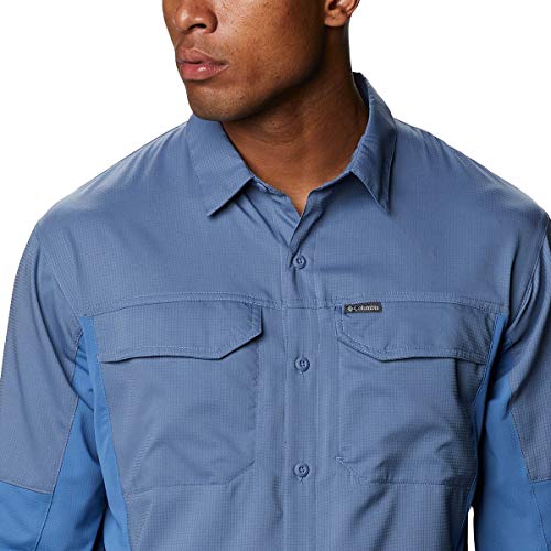 Columbia Camiseta masculina Silver Ridge Lite Hybrid Wicking, proteção solar, Bluestone, XGG