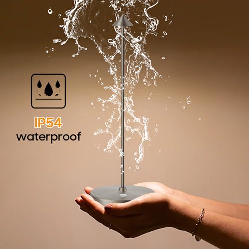 SAKRINGT Cordless Table Lamps Rechargeable, 6000mAh Battery Operated Waterproof Stepless Dimming Modern Portable LED Table Light for Restaurant Dining Patio Outdoor