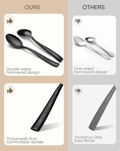 Black-Hammered-Silverware-Set40-Piece-Stainless-Steel-Heavy-Duty-Flatware-Set-for-8Food-Grade-Tableware-Cutlery-Set-Mirror-Utensil-Sets-for-Home-Restaurant Black Hammered Silverware Set40 Piece Stainless Steel Heavy Duty Flatware Set for 8Food Grade Tableware Cutlery Set Mirror Utensil Sets for Home Restaurant