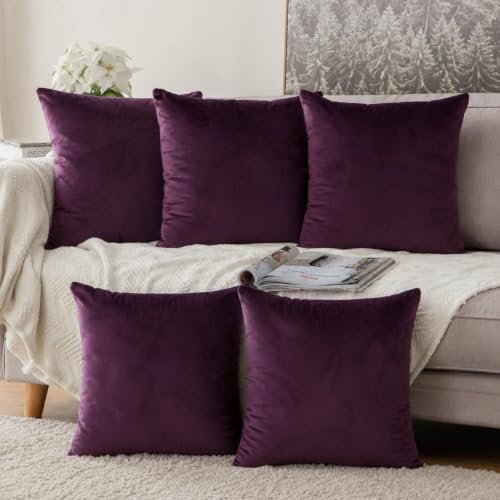 Image of Khooti Velvet Cushion Cover, 18x18 (Wine) (Pack of 5)