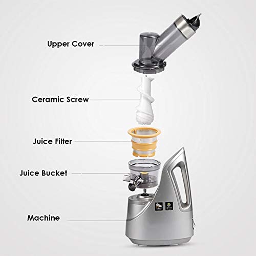 MIIKHI Ship Slow Juicer, Masticating Cold Press Juices Extractor, Easy to Clean, Reverse Function, with Brush and Recipes, BPA-Free fengong