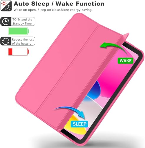 Image of MOCA iPad 11th Gen A16 / 10th Gen 10.9 Case (2025 /2022), Auto Sleep /Wake Cover, Pencil Holder, Soft TPU Back, Shockproof Rugged Slim Tri-Fold Stand Case (Watermelon -Red)