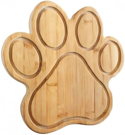 Eco-Friendly Paw Print Bamboo Cutting and Serving Board