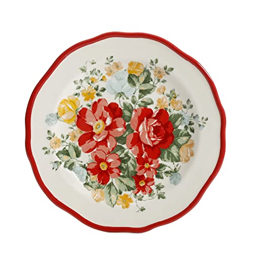 12-Piece Dinnerware Set，Vintage Floral (Color : Red)