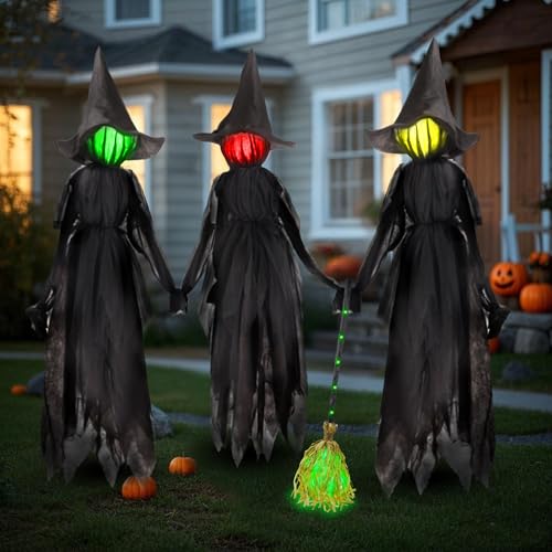 Image of DR.DUDU 6 FT Witch Halloween Decorations Outdoor Yard Decor, Set of 3