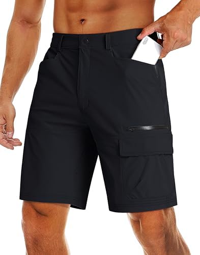 MAGCOMSEN Quick Dry Shorts Men Hiking Summer Shorts Cargo Work Shorts Travel Fishing Shorts Black,34