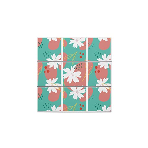 Carreaux Céramique Décoratif Bouquet Fleurs Sauvages 10,8 x 10,8 cm Lot de 9